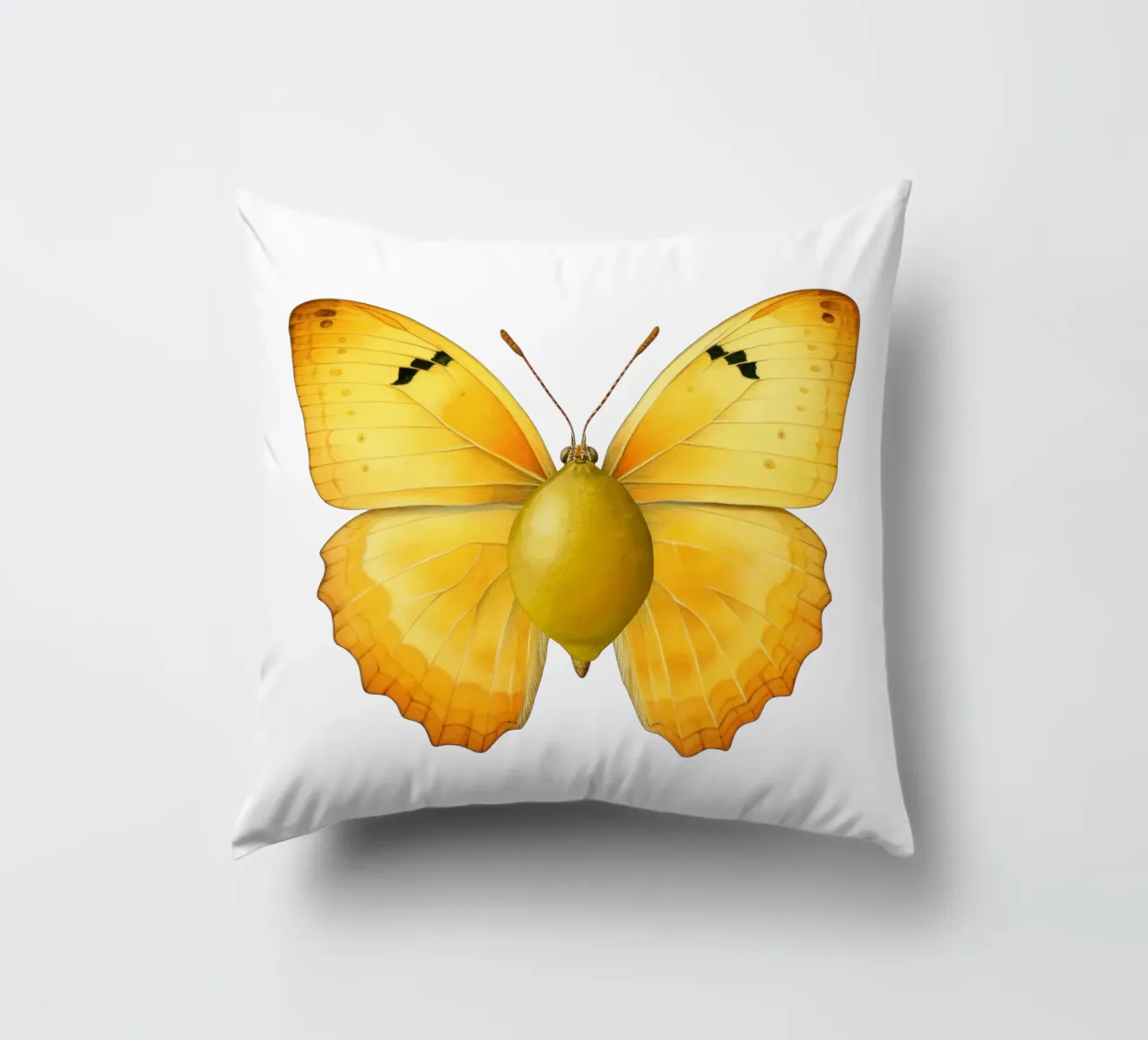 Zitrone Schmetterling mit Zitrone Körper - Transparenter Hintergrund Kissen von Stilrausch