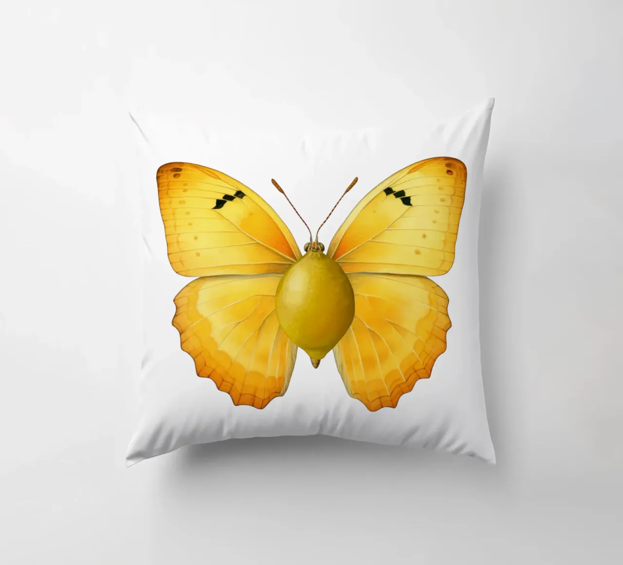 Zitrone Schmetterling mit Zitrone Körper - Transparenter Hintergrund Kissen von Stilrausch