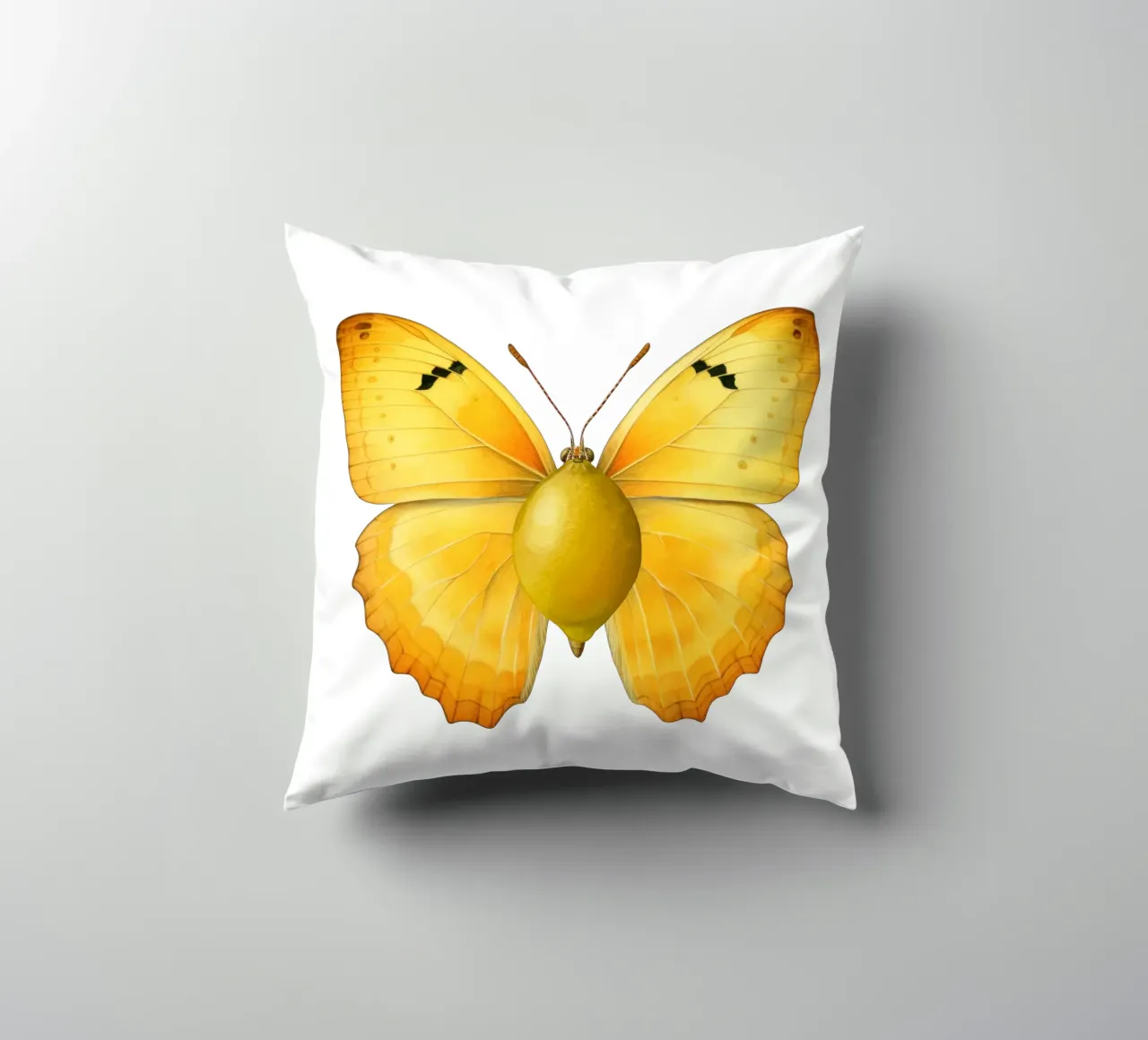 Zitrone Schmetterling mit Zitrone Körper - Transparenter Hintergrund Kissen von Stilrausch