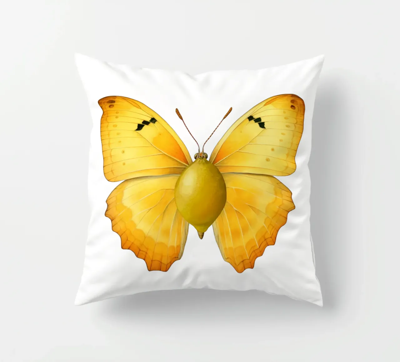 Zitrone Schmetterling mit Zitrone Körper - Transparenter Hintergrund Kissen von Stilrausch