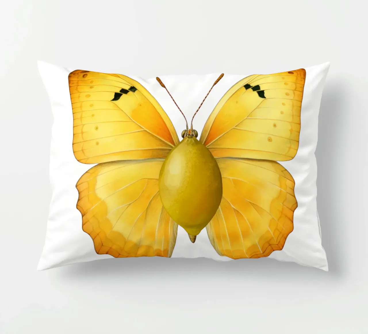 Zitrone Schmetterling mit Zitrone Körper - Transparenter Hintergrund Kissen von Stilrausch