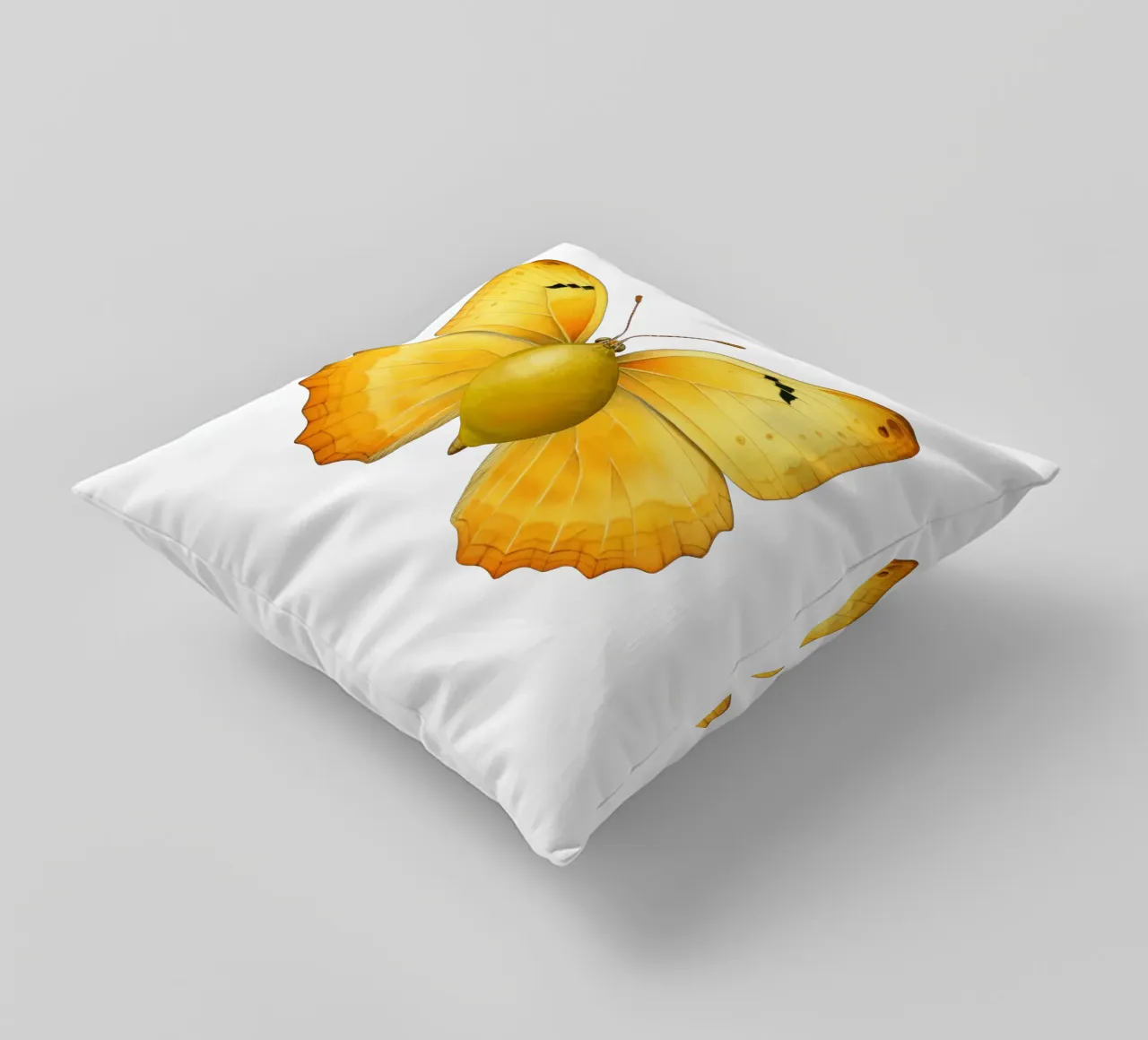 Zitrone Schmetterling mit Zitrone Körper - Transparenter Hintergrund Kissen von Stilrausch