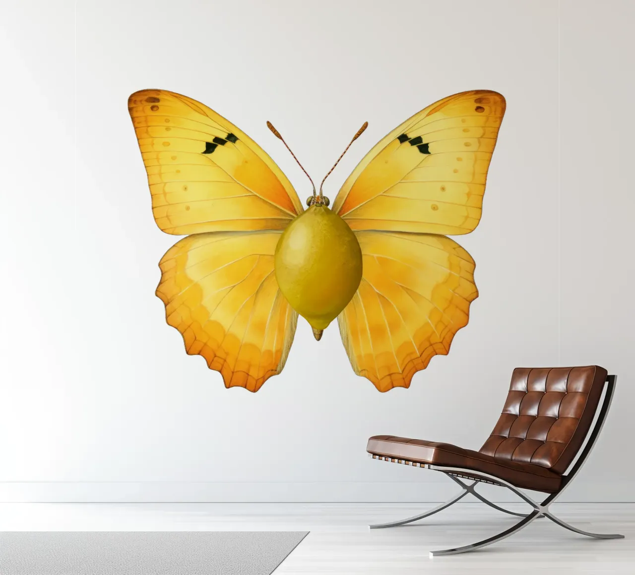 Zitrone Schmetterling mit Zitrone Körper - Transparenter Hintergrund Fototapete von Stilrausch