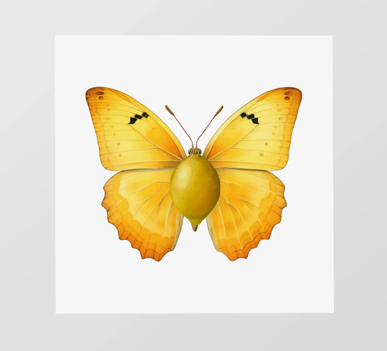 Papillon citron avec corps de citron - Fond transparent papier peint photo de Stilrausch