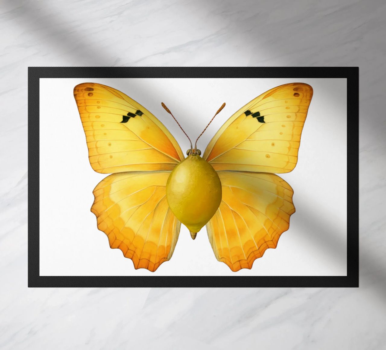 Zitrone Schmetterling mit Zitrone Körper - Transparenter Hintergrund Fußmatte von Stilrausch