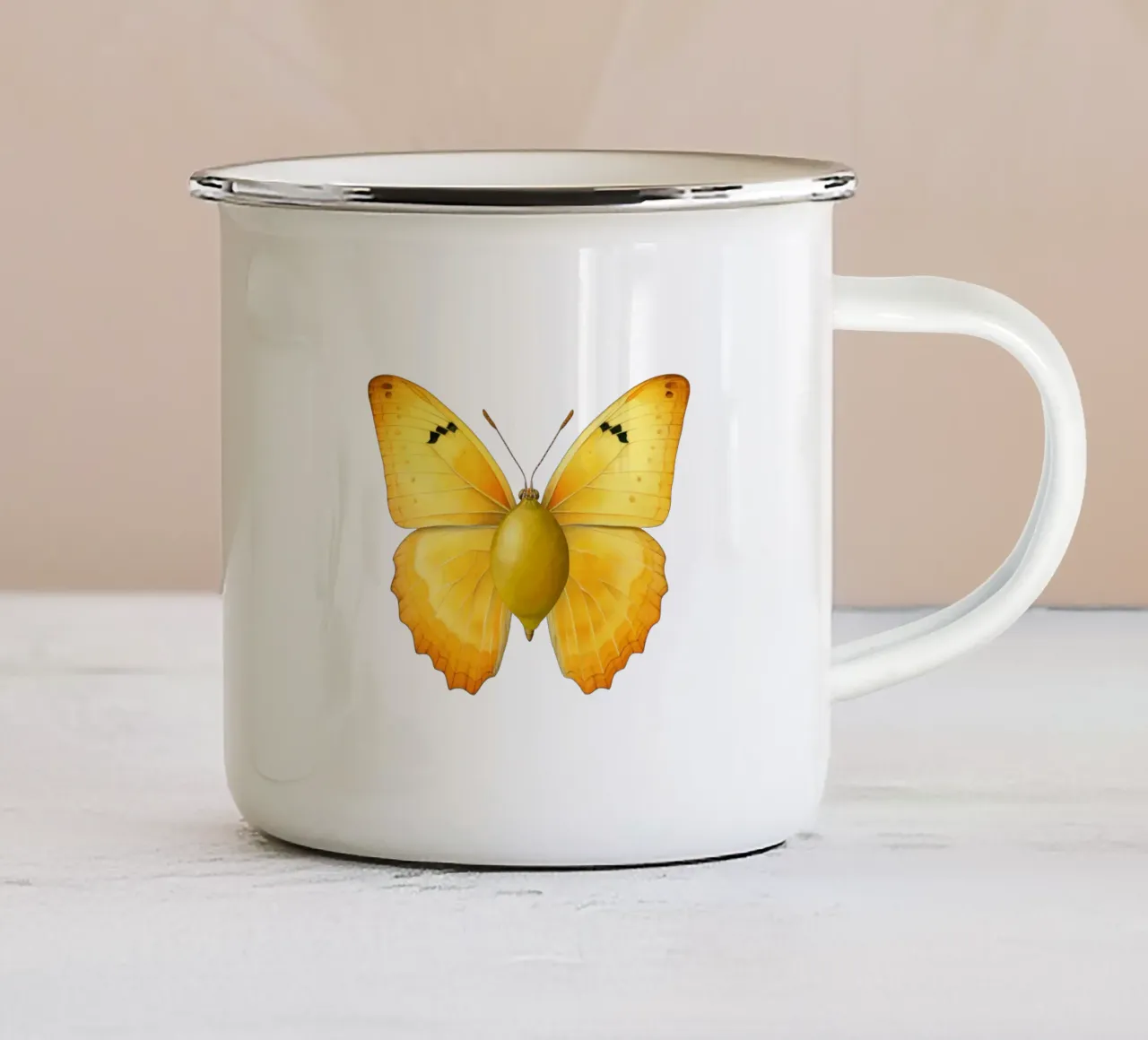 Mariposa con cuerpo de limón - Fondo transparente taza de esmalte de Stilrausch