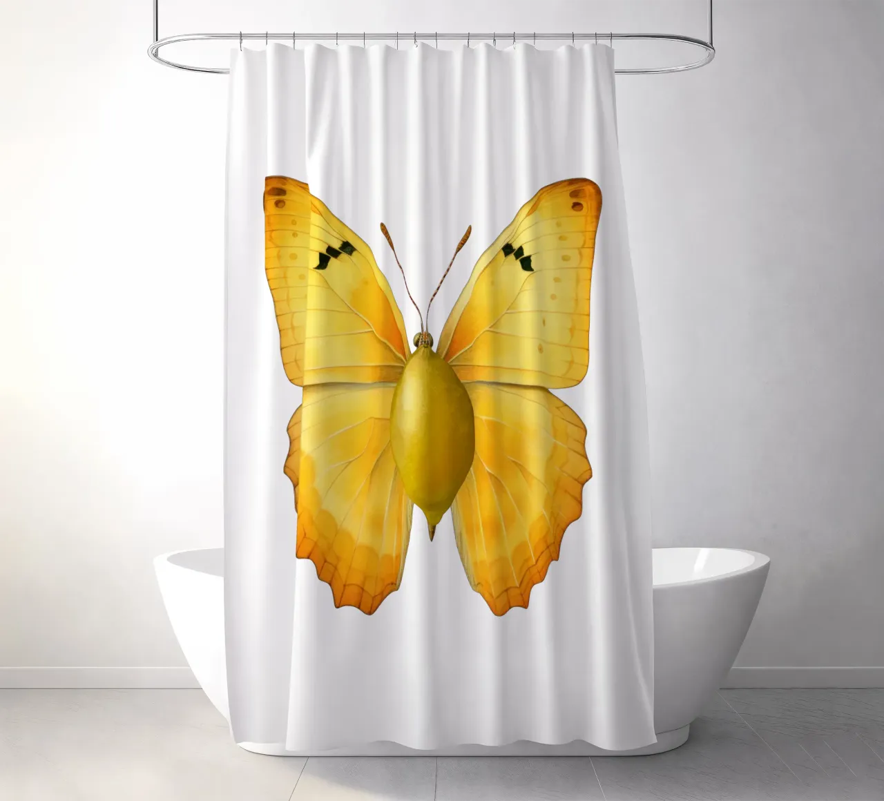 Zitrone Schmetterling mit Zitrone Körper - Transparenter Hintergrund Duschvorhang von Stilrausch