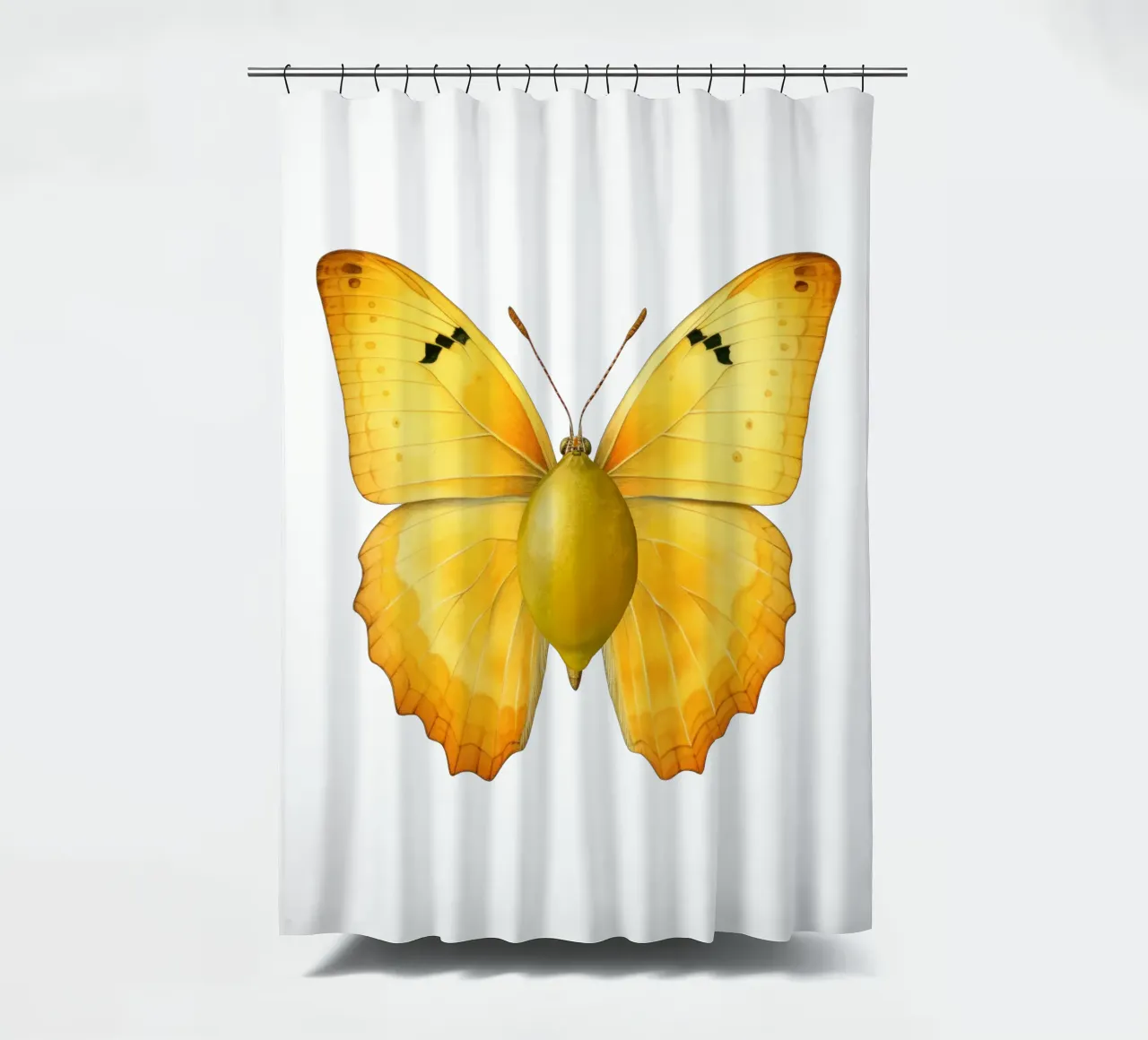 Zitrone Schmetterling mit Zitrone Körper - Transparenter Hintergrund Duschvorhang von Stilrausch