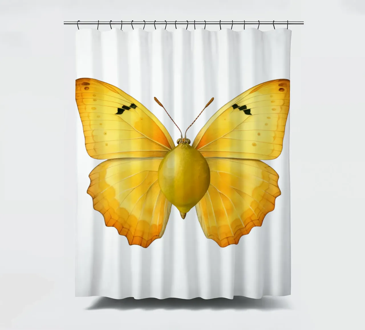 Zitrone Schmetterling mit Zitrone Körper - Transparenter Hintergrund Duschvorhang von Stilrausch