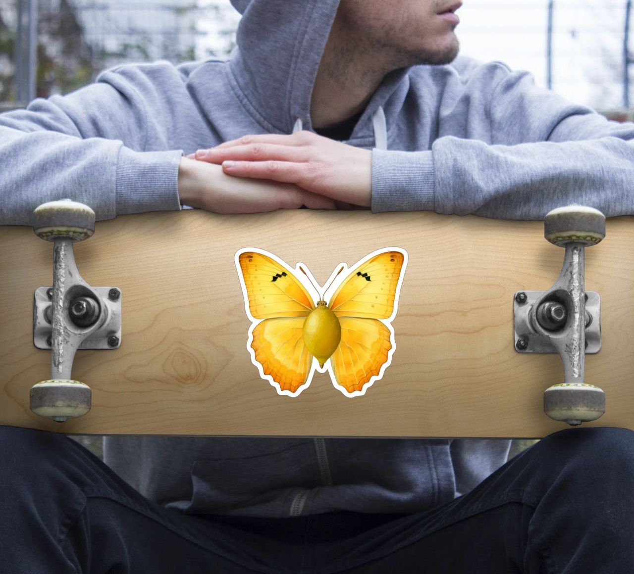 Zitrone Schmetterling mit Zitrone Körper - Transparenter Hintergrund Sticker von Stilrausch