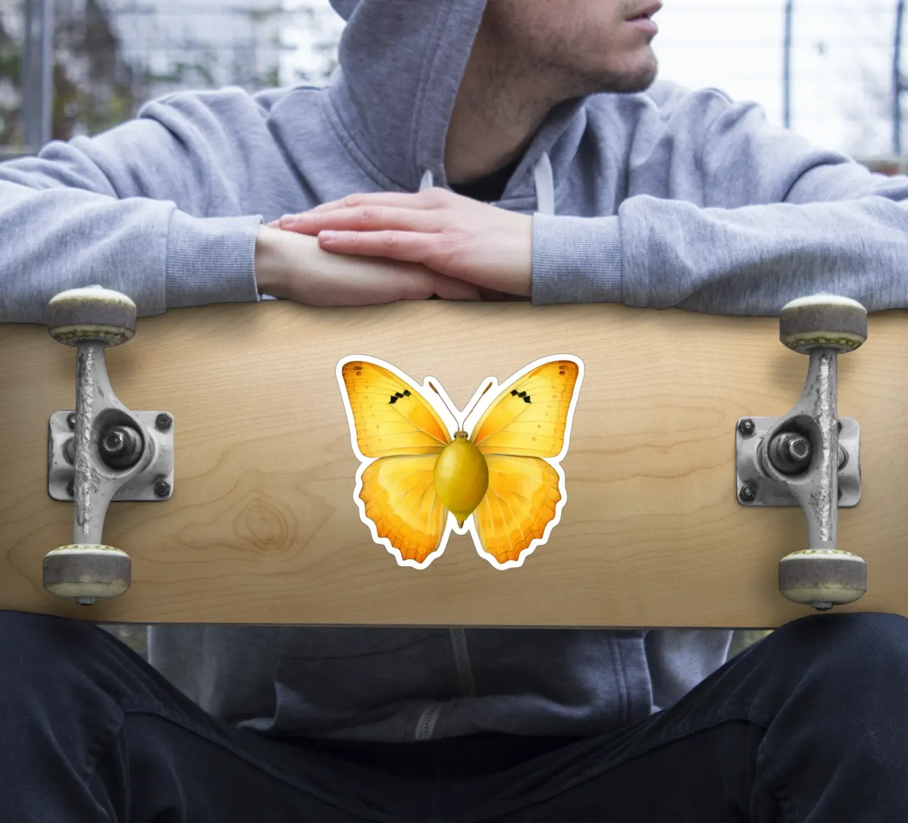 Zitrone Schmetterling mit Zitrone Körper - Transparenter Hintergrund Sticker von Stilrausch