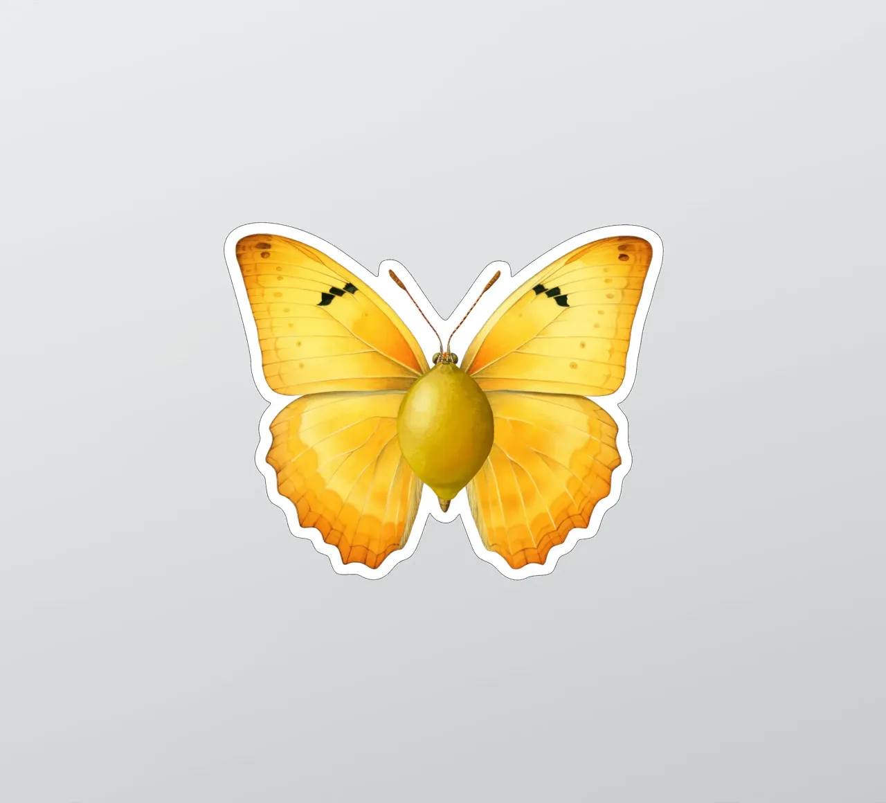 Zitrone Schmetterling mit Zitrone Körper - Transparenter Hintergrund Sticker von Stilrausch