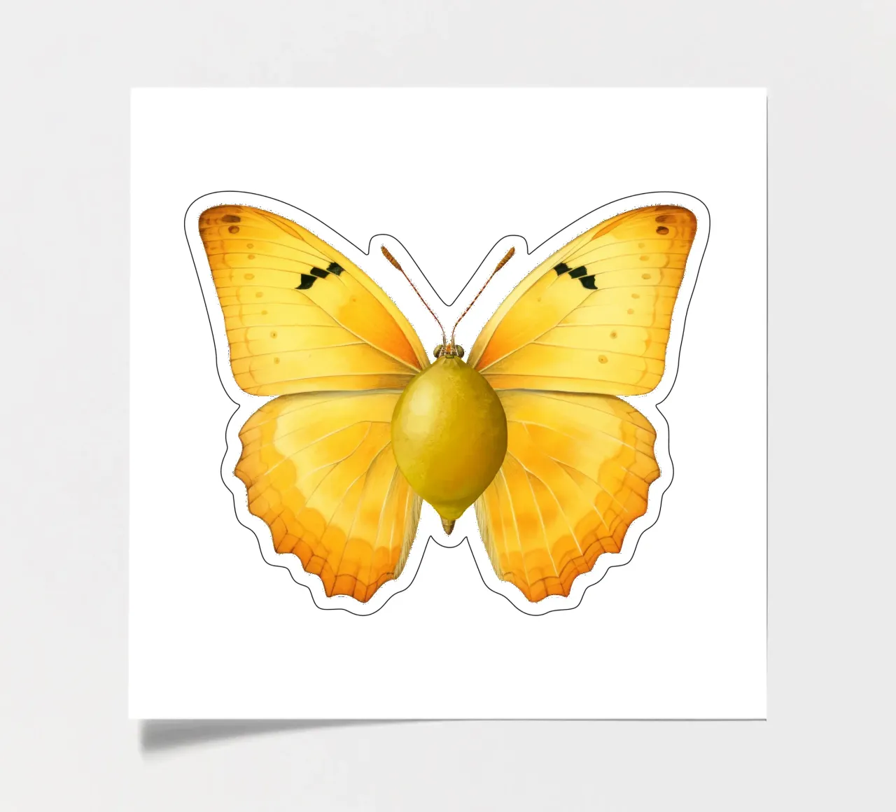 Zitrone Schmetterling mit Zitrone Körper - Transparenter Hintergrund Stickerbogen von Stilrausch