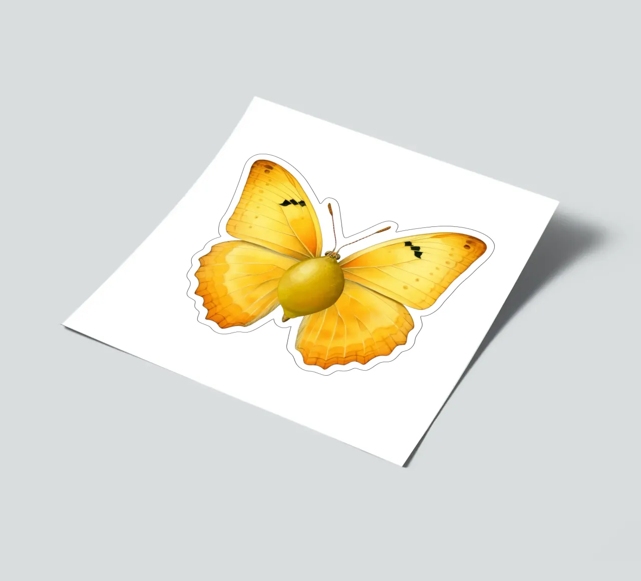 Zitrone Schmetterling mit Zitrone Körper - Transparenter Hintergrund Stickerbogen von Stilrausch