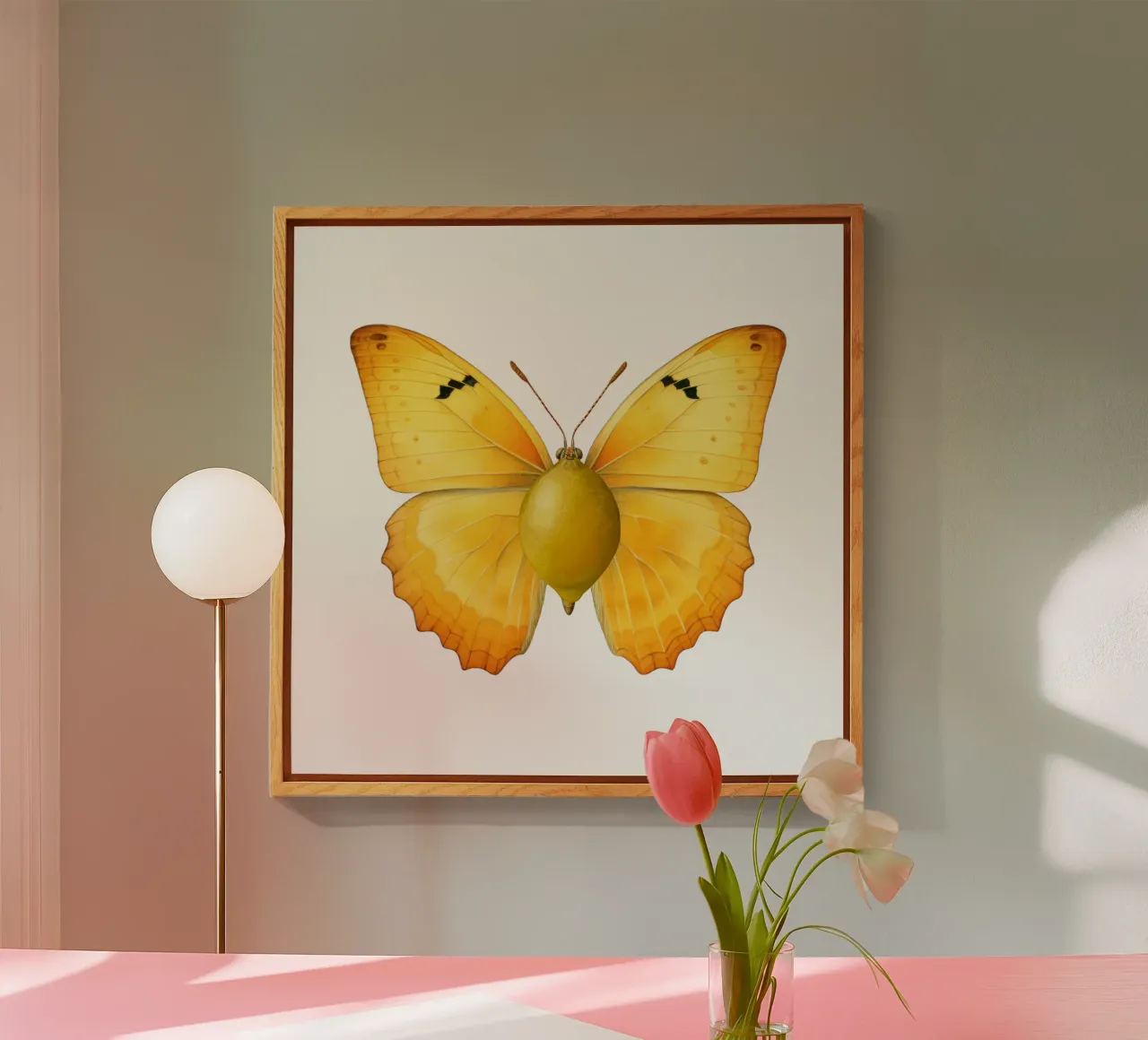 Mariposa con cuerpo de limón - Fondo transparente metacrilato de Stilrausch