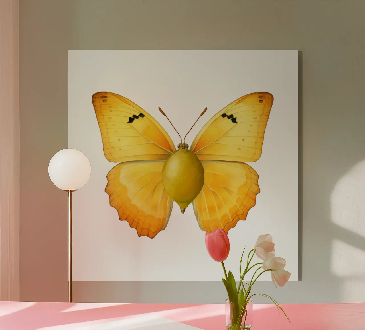 Zitrone Schmetterling mit Zitrone Körper - Transparenter Hintergrund Acryl-Glas von Stilrausch