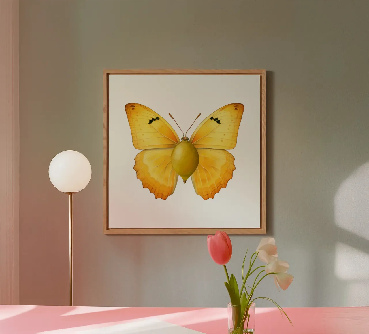 Zitrone Schmetterling mit Zitrone Körper - Transparenter Hintergrund Alu-Dibond von Stilrausch