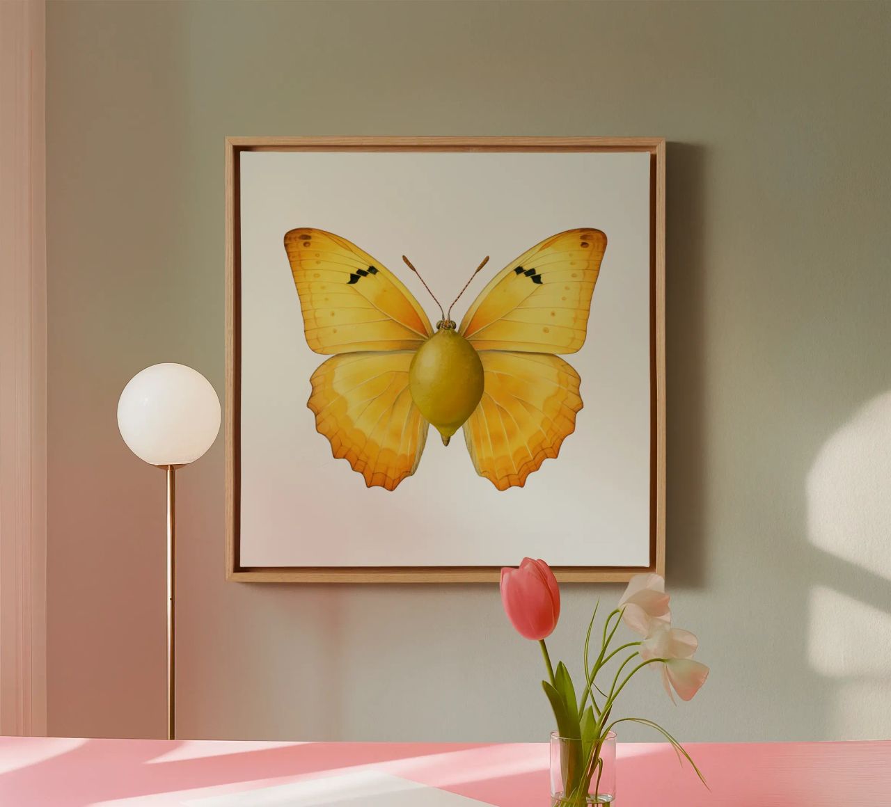 Zitrone Schmetterling mit Zitrone Körper - Transparenter Hintergrund Leinwand von Stilrausch