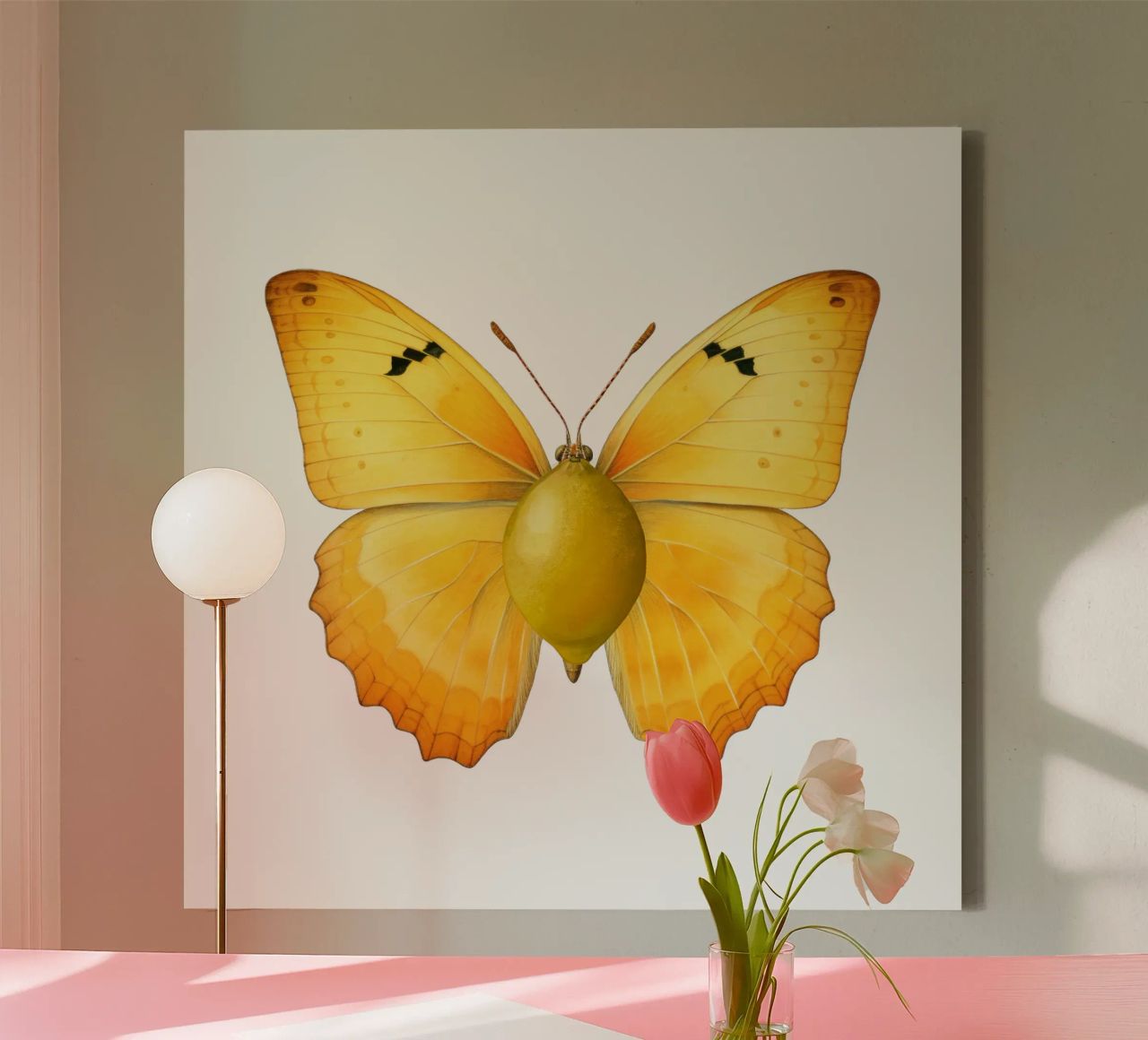 Zitrone Schmetterling mit Zitrone Körper - Transparenter Hintergrund Leinwand von Stilrausch