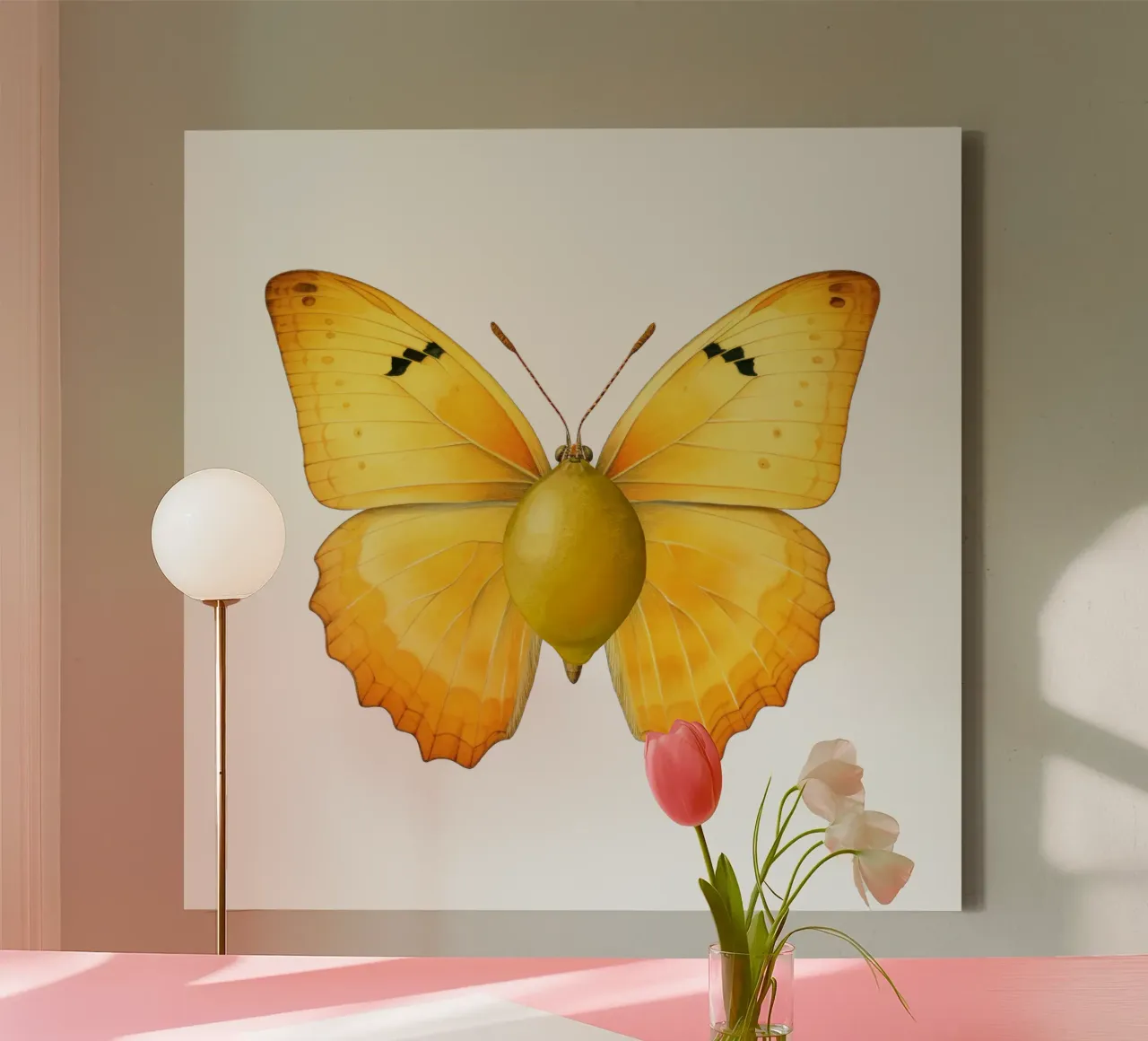 Zitrone Schmetterling mit Zitrone Körper - Transparenter Hintergrund Leinwand von Stilrausch