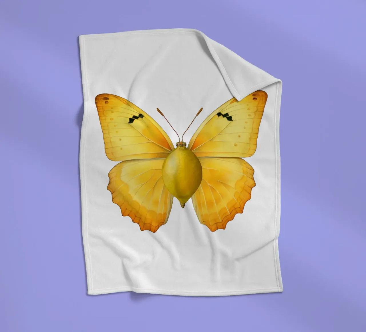 Zitrone Schmetterling mit Zitrone Körper - Transparenter Hintergrund Fleecedecke von Stilrausch