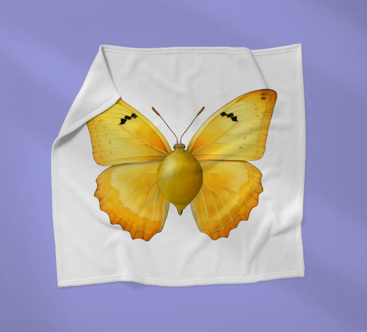 Zitrone Schmetterling mit Zitrone Körper - Transparenter Hintergrund Fleecedecke von Stilrausch