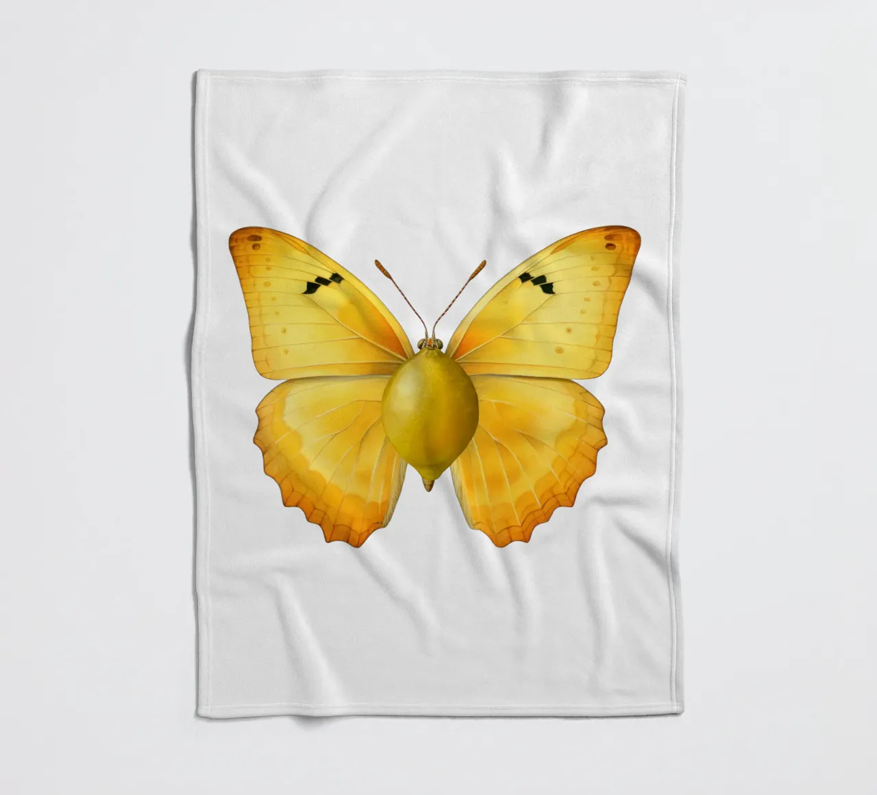 Zitrone Schmetterling mit Zitrone Körper - Transparenter Hintergrund Fleecedecke von Stilrausch