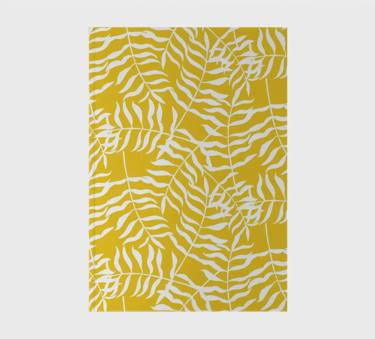 White Palm Leaves on Yellow Background – Fresh Pattern notebook by Stilrausch