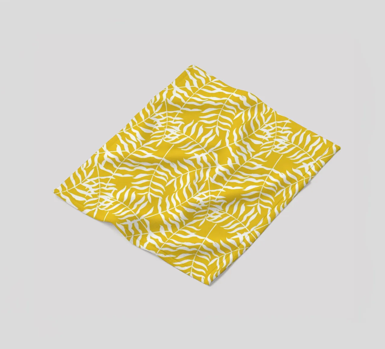Foglie di palma bianche su sfondo giallo - Modello fresco coperta in pile da Stilrausch