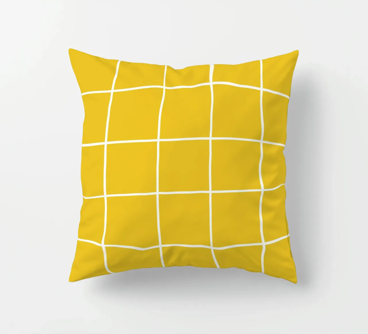 Motif en damier blanc sur fond jaune coussin de Stilrausch