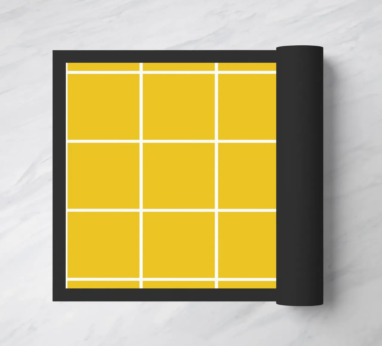 White Thin Checkered Pattern on Yellow Background doormat by Stilrausch