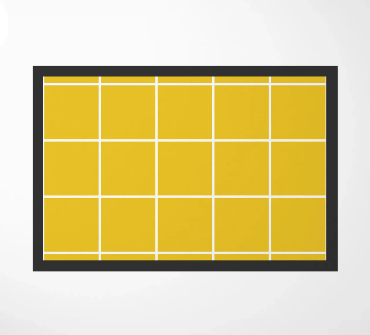 White Thin Checkered Pattern on Yellow Background doormat by Stilrausch