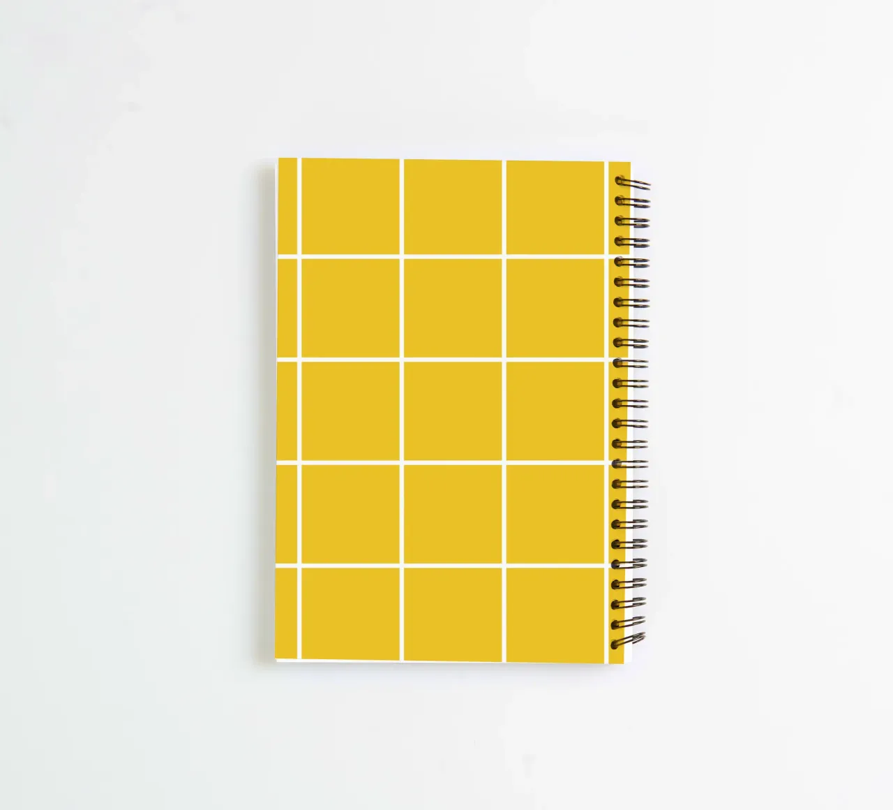 White Thin Checkered Pattern on Yellow Background spiral notebook by Stilrausch