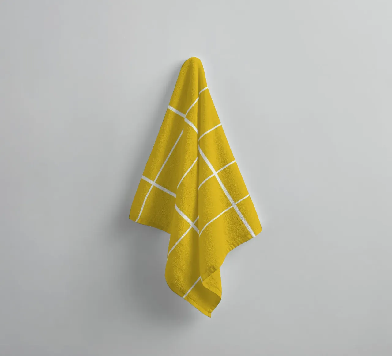 White Thin Checkered Pattern on Yellow Background towel by Stilrausch