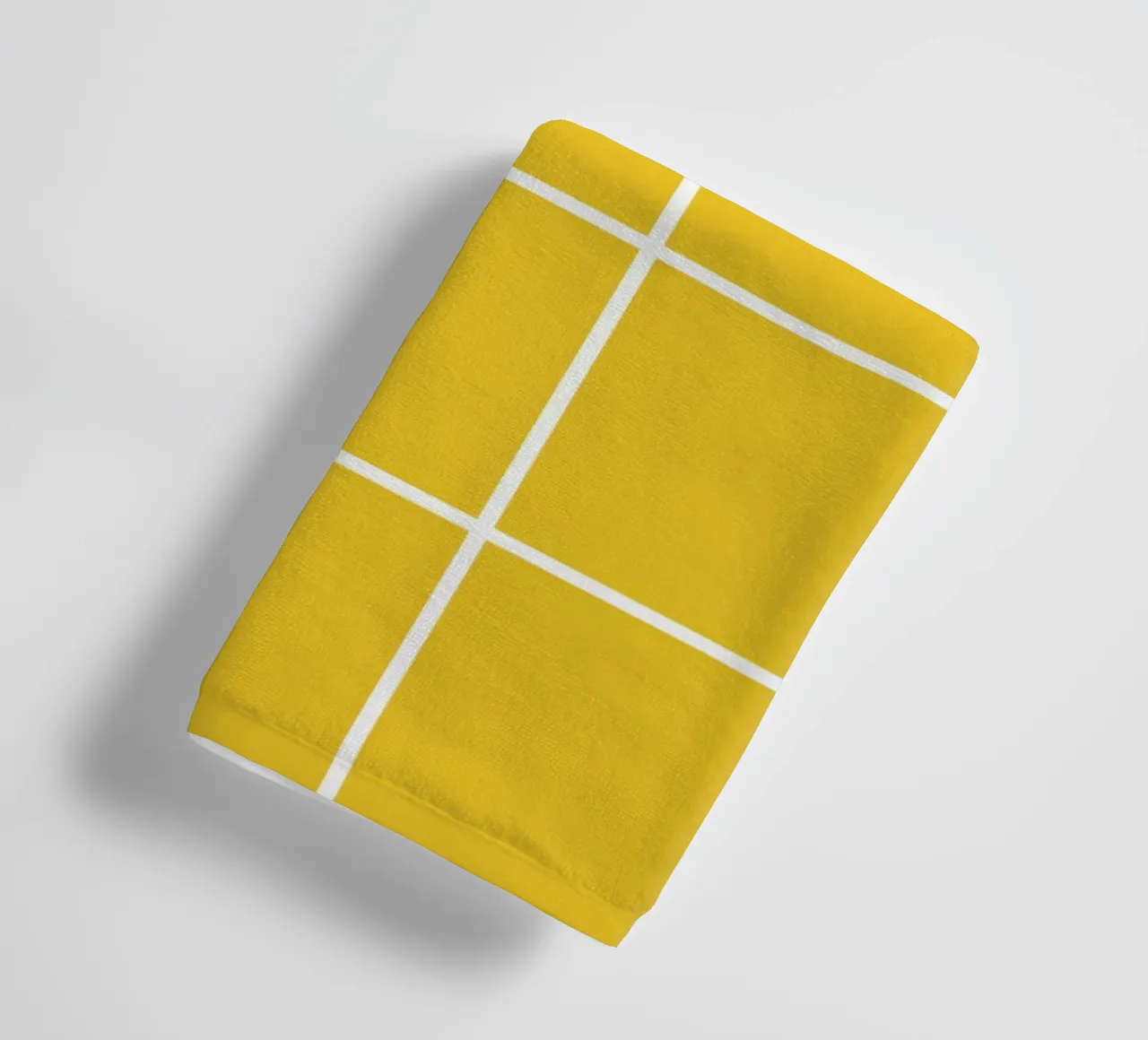 White Thin Checkered Pattern on Yellow Background towel by Stilrausch