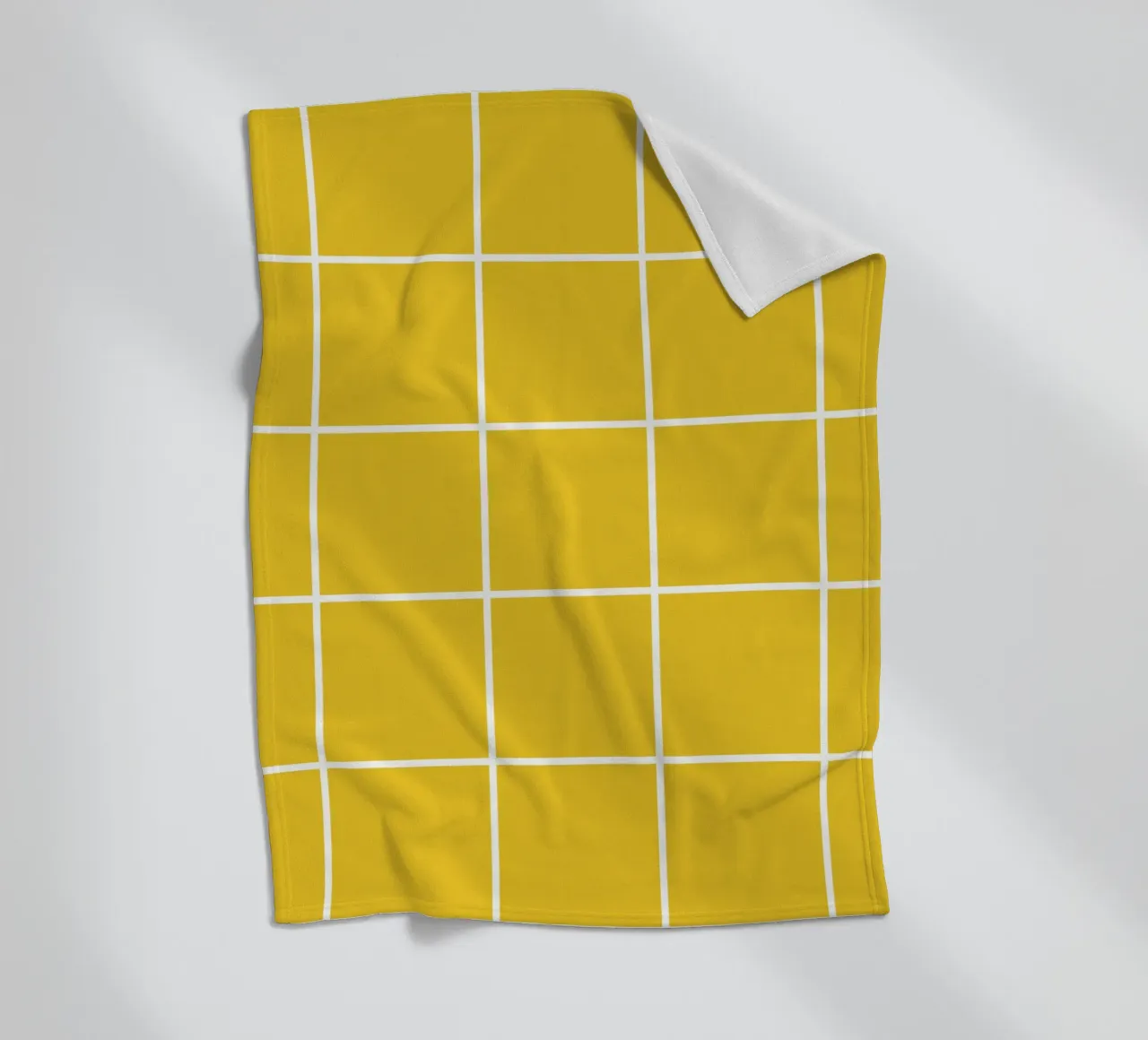 White Thin Checkered Pattern on Yellow Background fleece blanket by Stilrausch