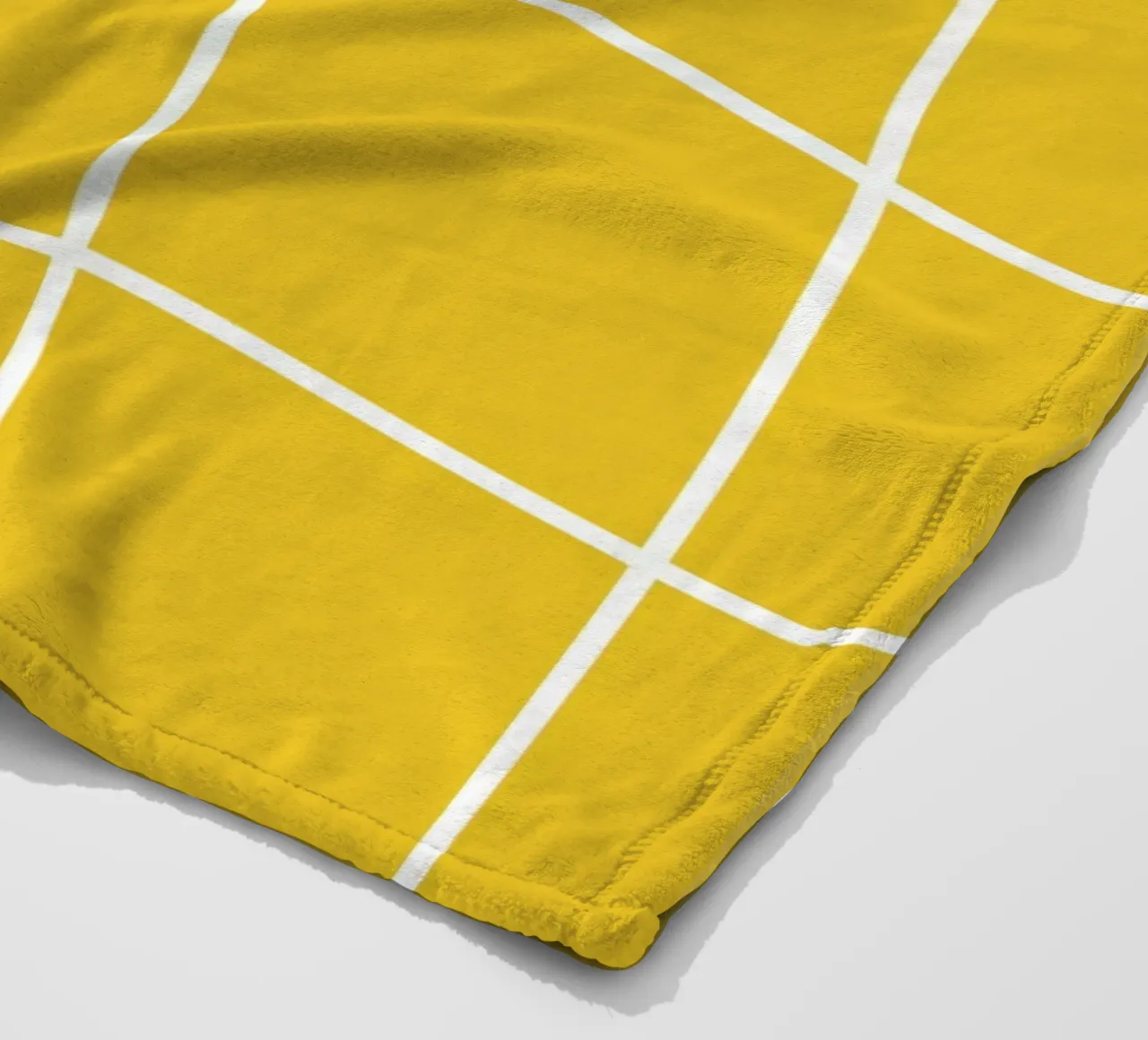 White Thin Checkered Pattern on Yellow Background fleece blanket by Stilrausch