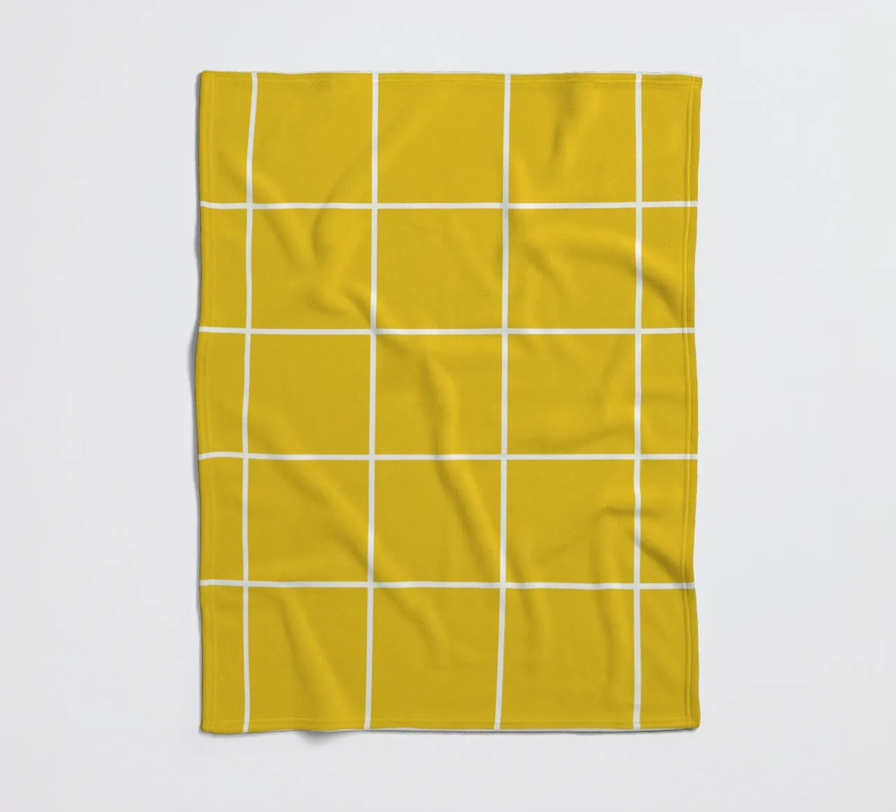 White Thin Checkered Pattern on Yellow Background fleece blanket by Stilrausch
