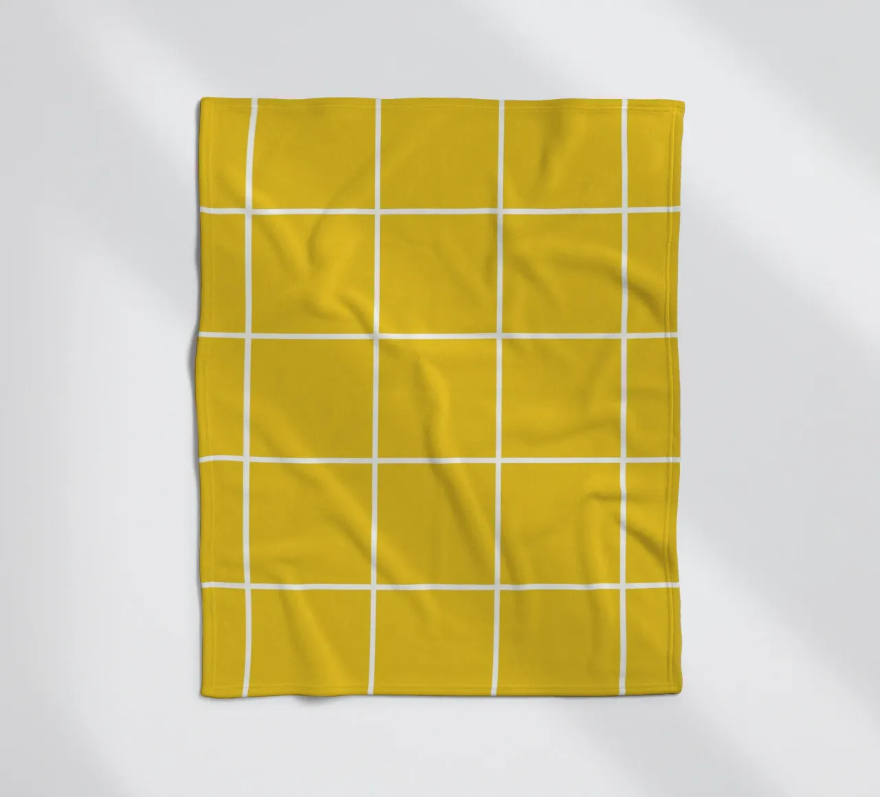 White Thin Checkered Pattern on Yellow Background fleece blanket by Stilrausch