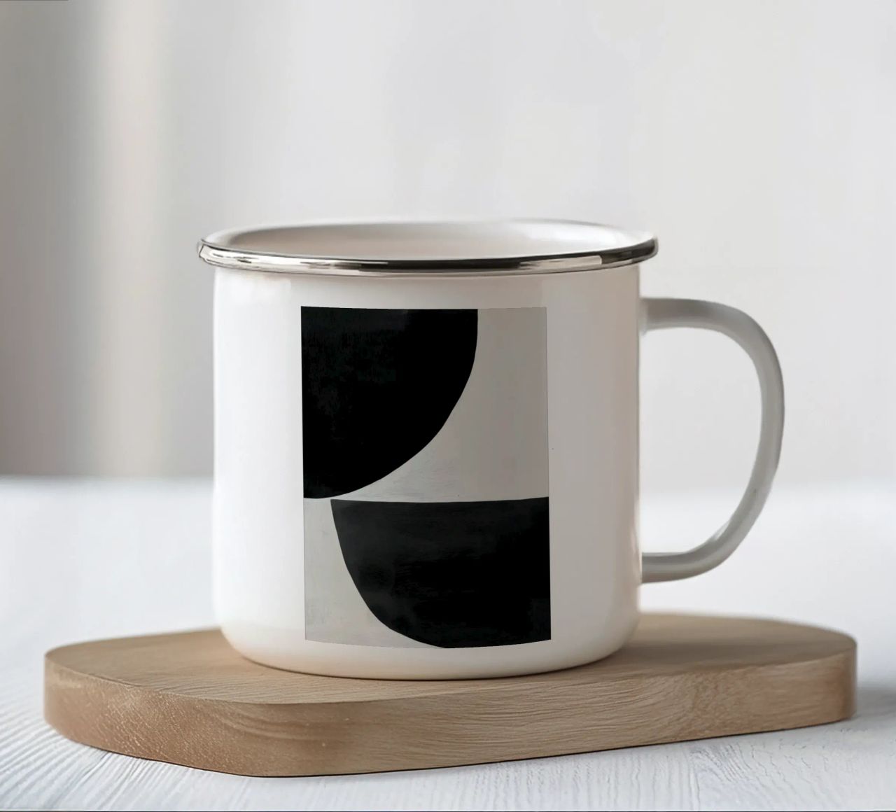 Arte geometrica in bianco e nero tazza in smalto da Melloi Art Print