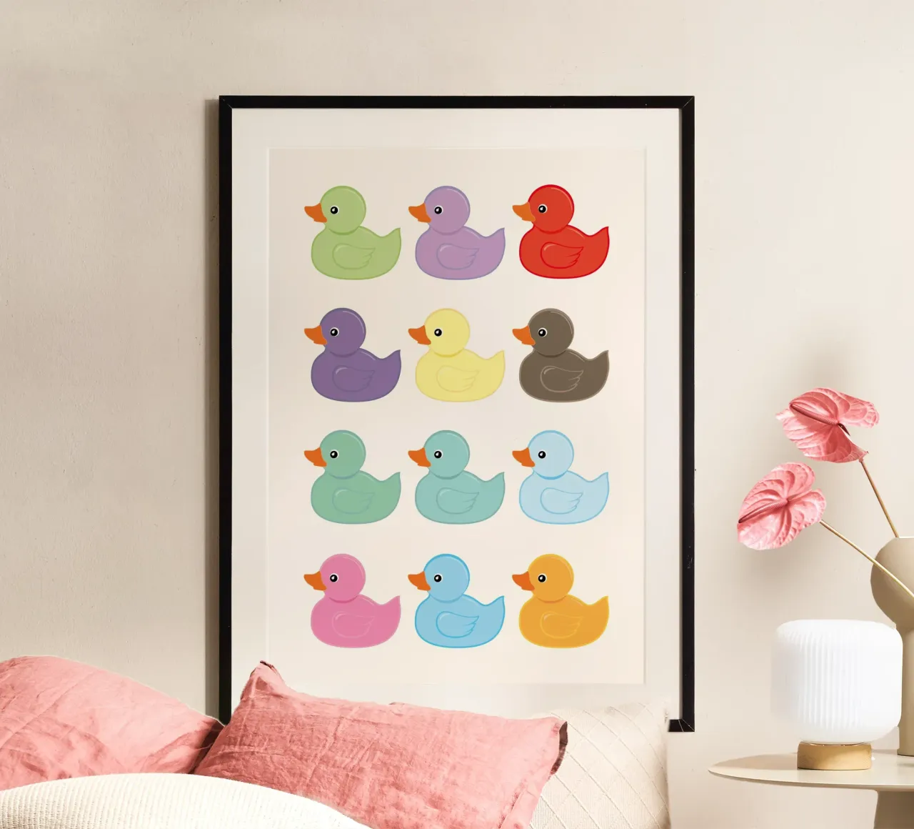 Illustrazione di un'anatra di gomma poster con telaio in plastica da ItalyDesignStudio