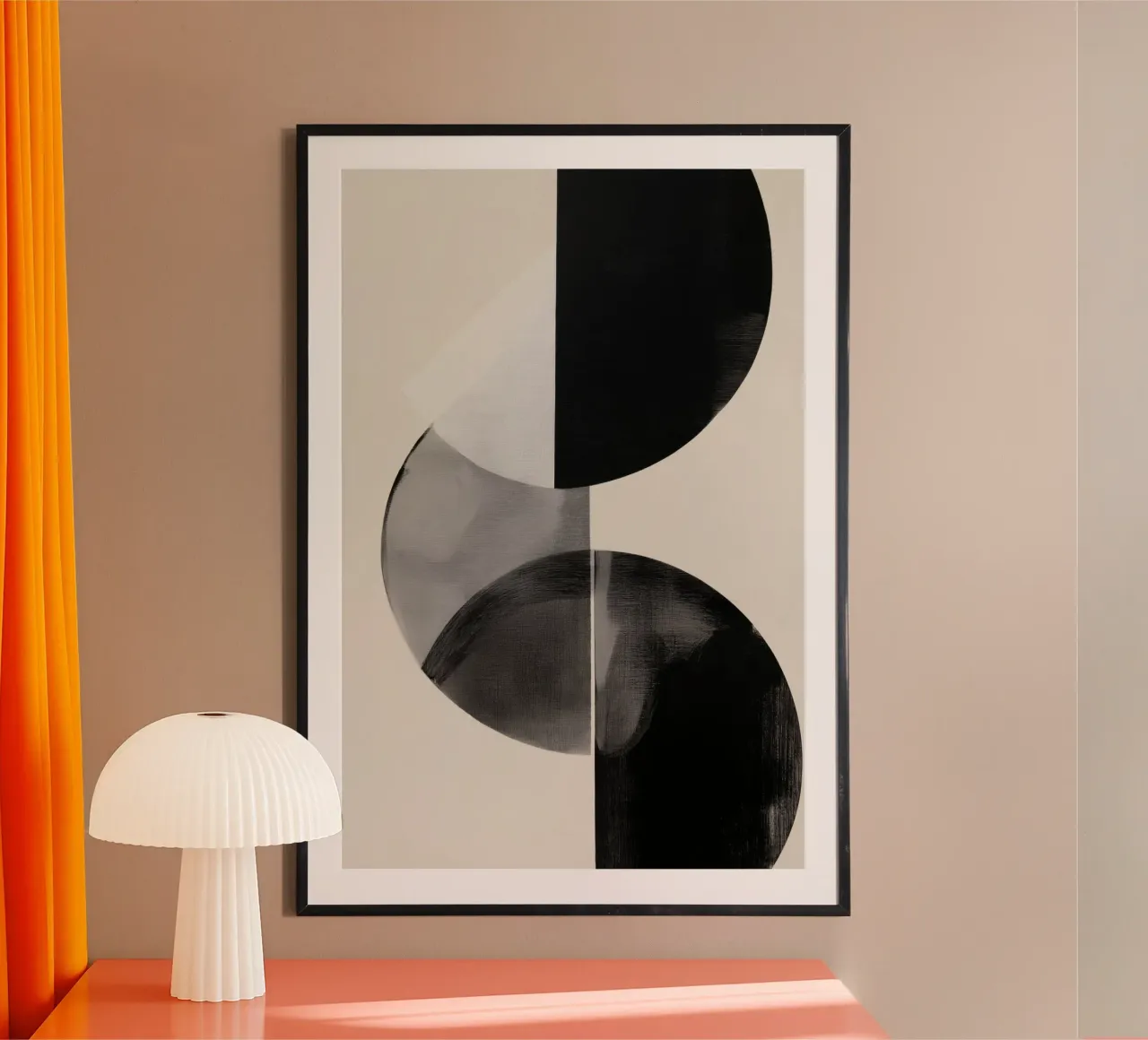 Arte del cerchio in bianco e nero poster con telaio in plastica da Melloi Art Print