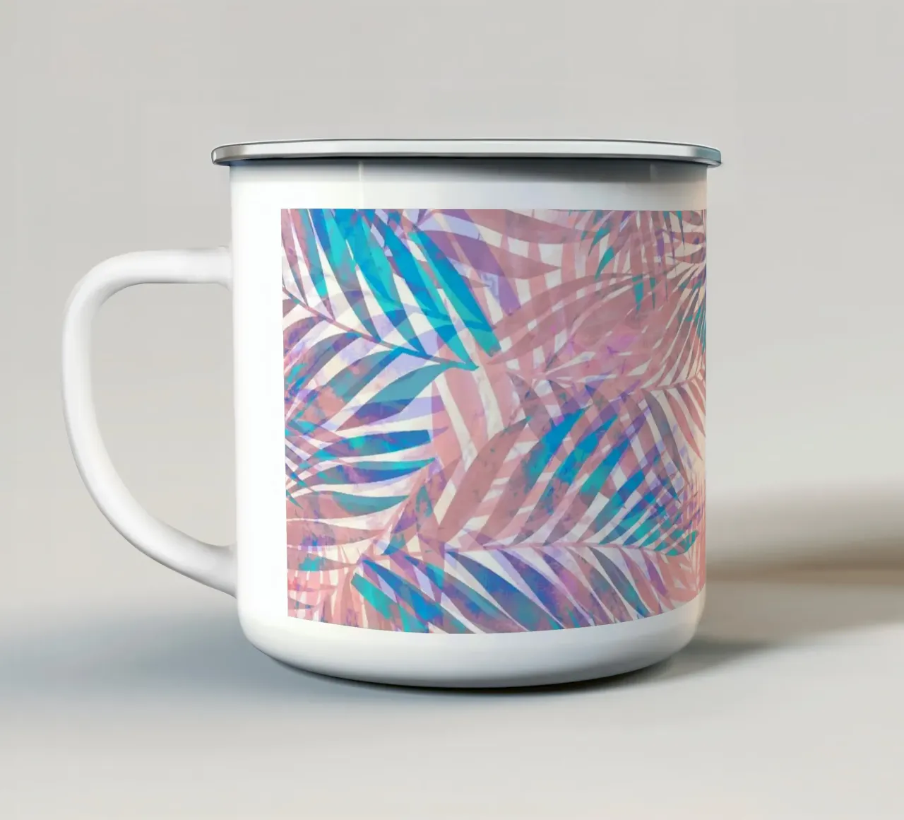Foglie di palma iridescenti pastello tazza in smalto da SilverPegasus