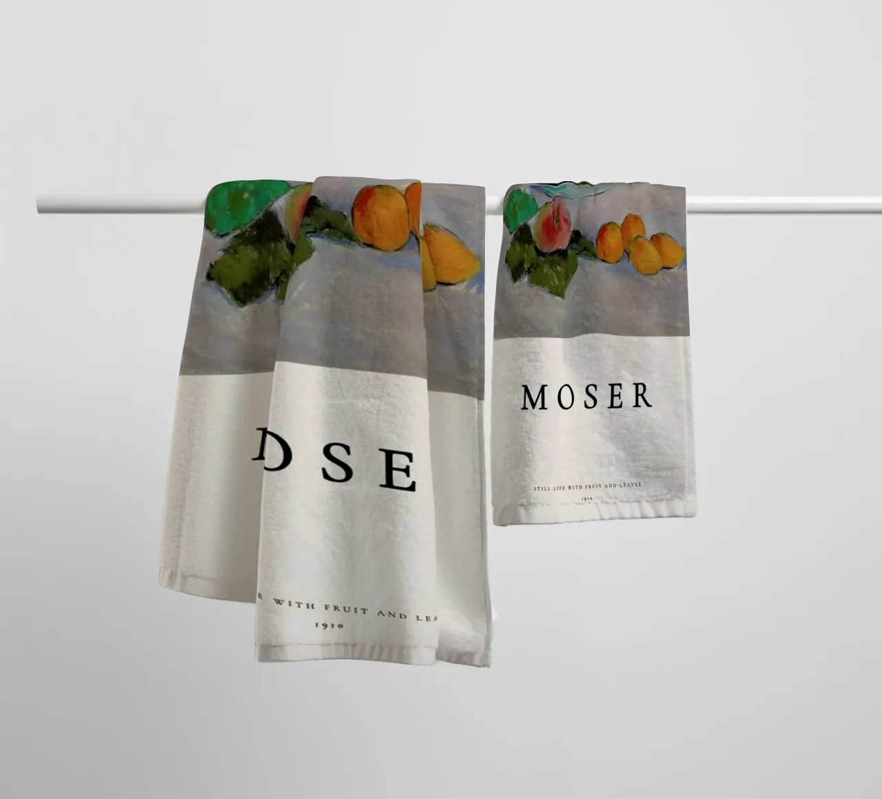 Moser - Still Life with Fruit and Leaves asciugamano da bagno da ARTOTHEK