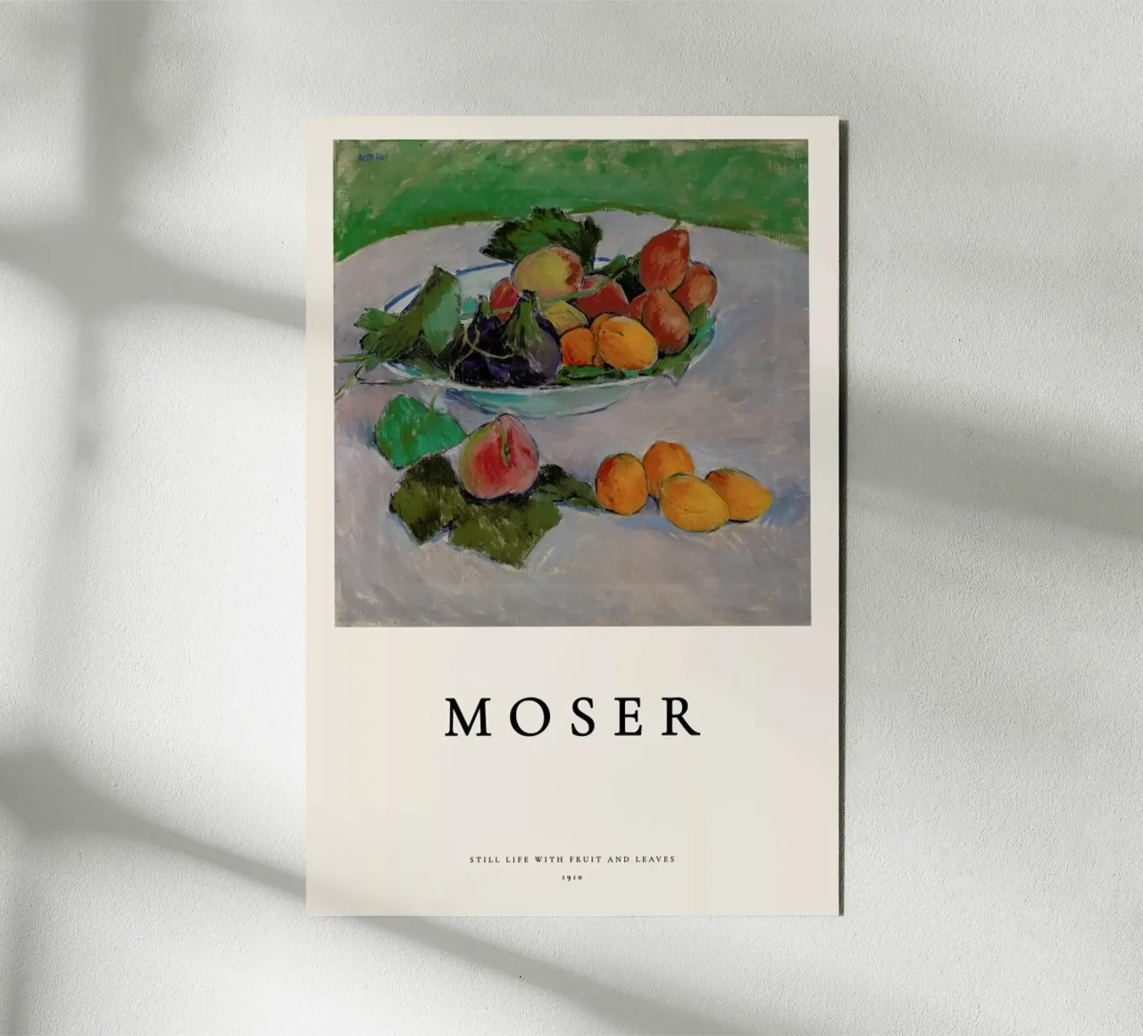 Moser - Still Life with Fruit and Leaves alluminio dibond da ARTOTHEK