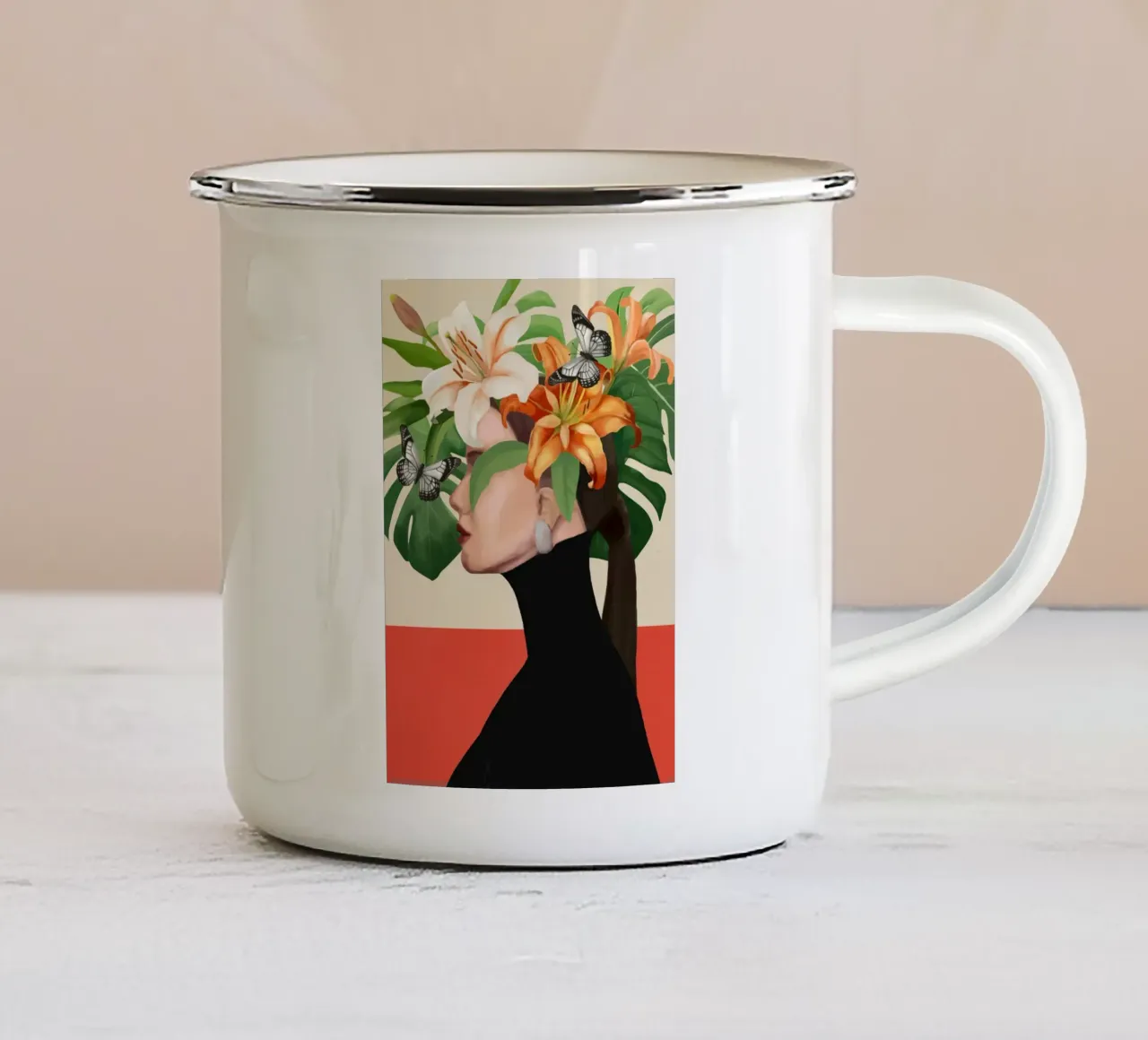 Floral Serenity tazza in smalto da Nadjaa