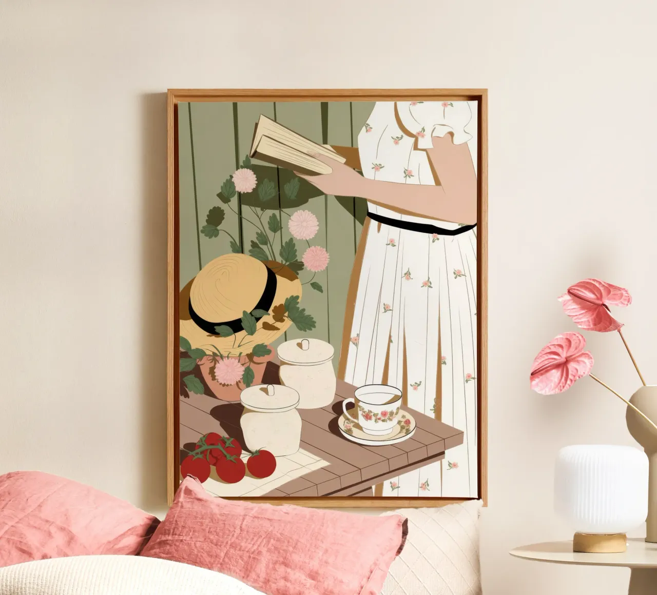 Elegante tuinthee canvas met Baklijst van Fine Sanctuary