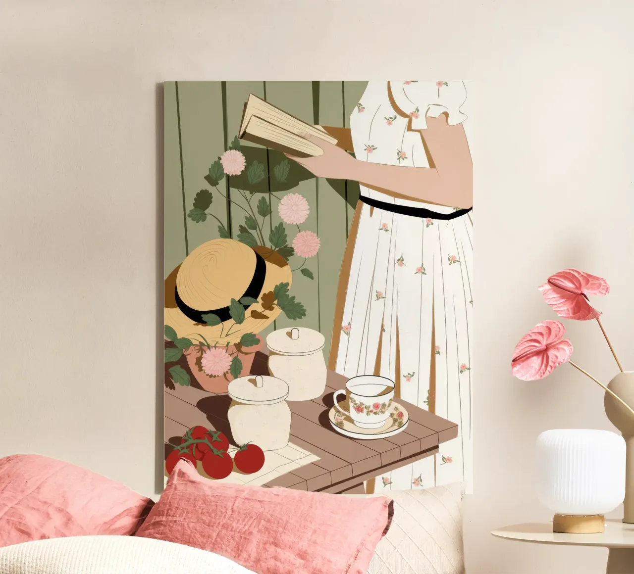 Elegante tuinthee canvas met Baklijst van Fine Sanctuary