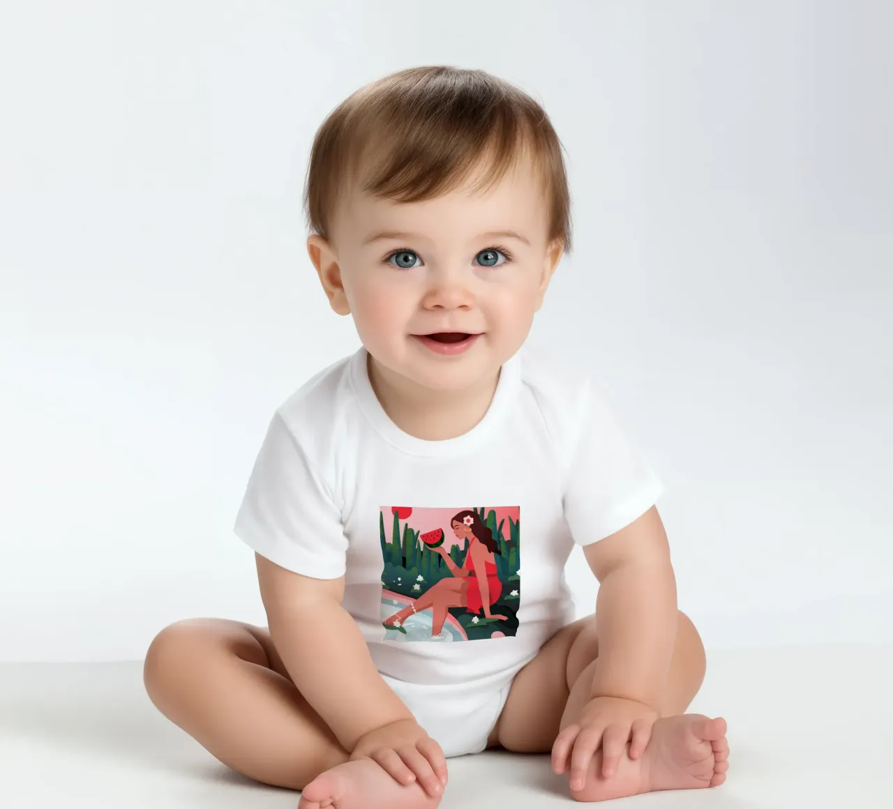 Wassermelone Pool Delight Kurzarm Babybody von Fine Sanctuary