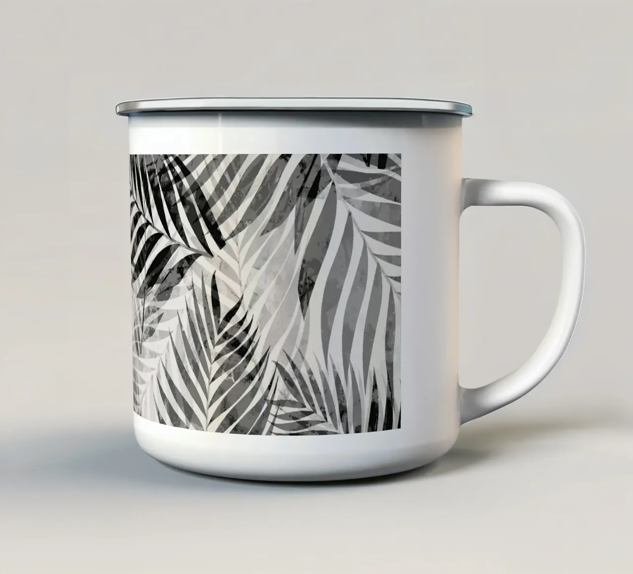 Foglie di palma in bianco e nero tazza in smalto da SilverPegasus